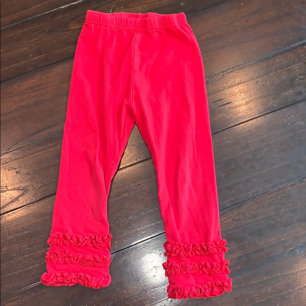 Southern Tots Red Ruffle Ankle Leggings Play